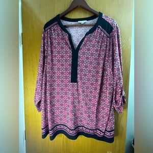 Women's Plus Size 3x Pink Patterned Tunic Top